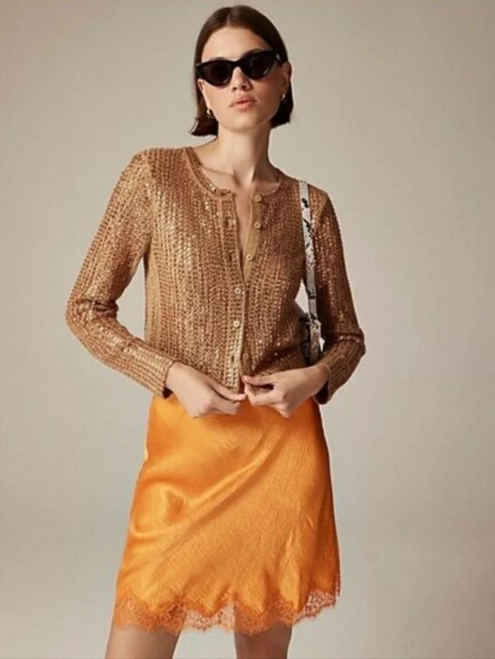J. Crew Collection Sweater Sequin Pointelle Knit Cardigan Alpaca Blend